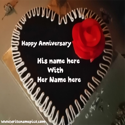 create Happy Anniversary cake with Couple name