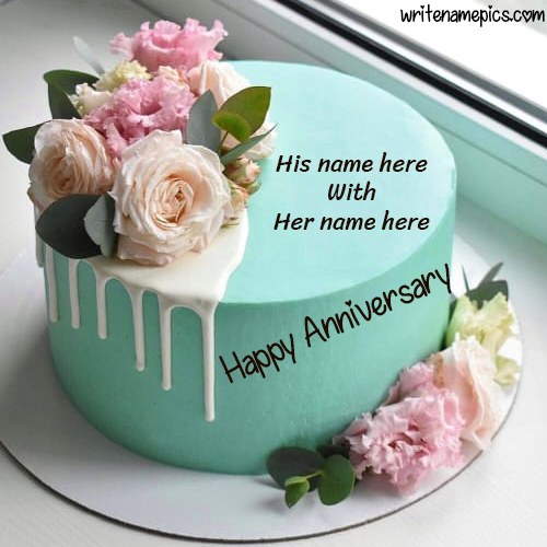 create your romantic Happy Anniversary cake with Name