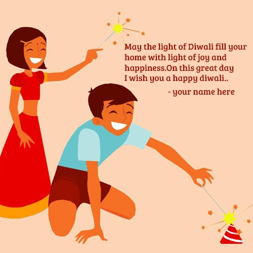 cute and happy kids celebrating diwali quotes with crackers