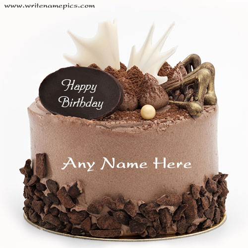 happiest birthday with chocolate cake with name