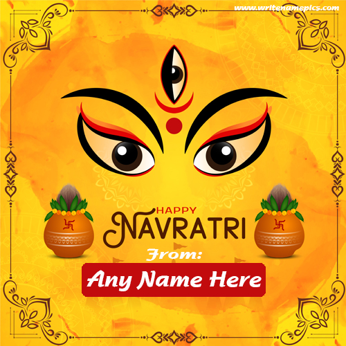 happy Navratri 2023 greeting card with name edit
