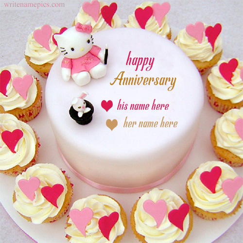 happy anniversary name cake