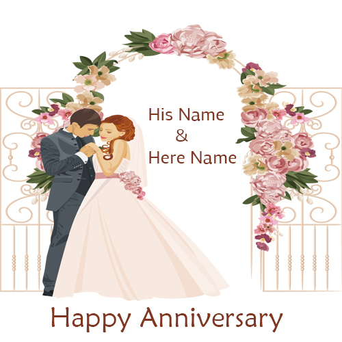 happy anniversary wishes romantic couple card with name