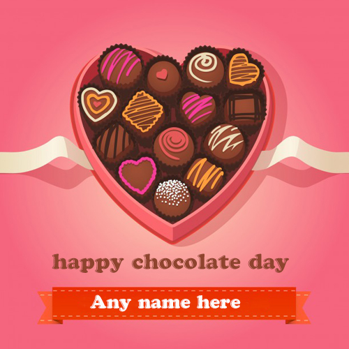 happy chocolate wishes greeting card pic with name