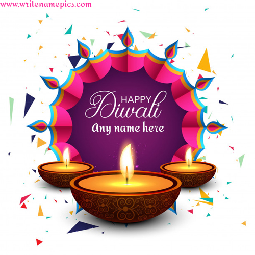 happy diwali greeting card with name photo