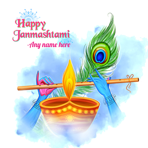 happy janmashtami greeting card with name photo