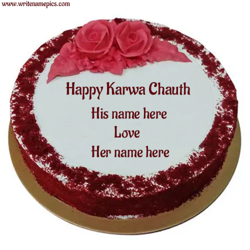 happy karva chauth cake with name free edit