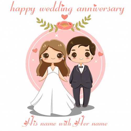 happy wedding anniversary greeting cards with name pic