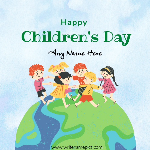happy world childrens day 2022 card with name