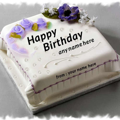 purple rose flower birthday cake name edit
