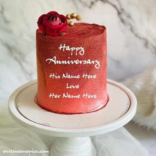 beautiful Happy anniversary cake with couple name