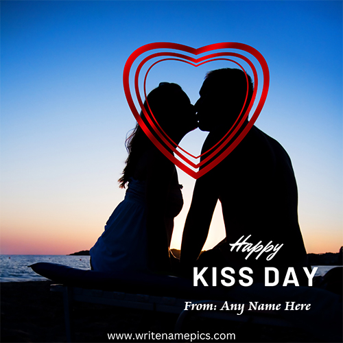 romantic Happy Kiss Day Card with your Name