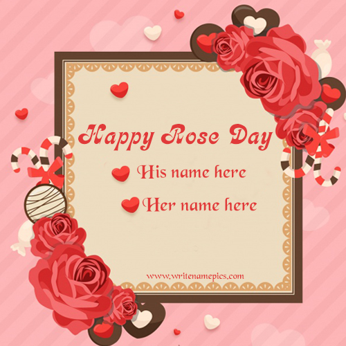 rose day wishe card with couple name pic
