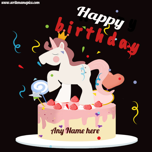 unicorn birthday cake with name edit
