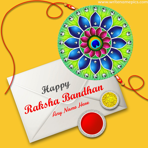 write a name on happy rakhi wishes card for brother