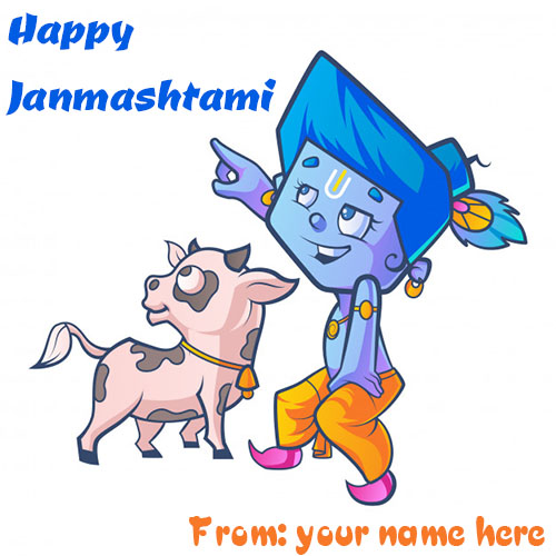 write name on happy janmashtami wishes load krishna pic