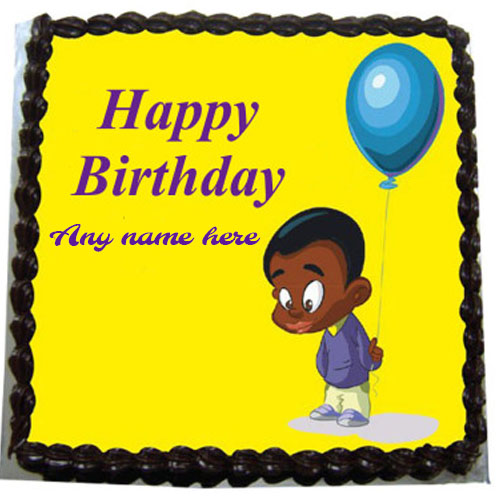 write name on yellow children birthday cake
